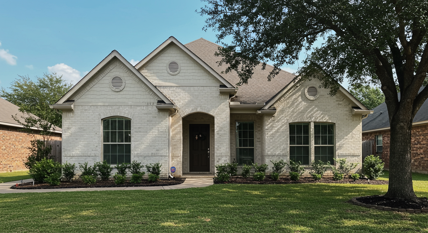 A serene image of a restored home exterior in Cedar Hill, TX, with a clear blue sky and lush greenery. This image symbolizes recovery and hope after water damage, showcasing the beauty of a restored home.