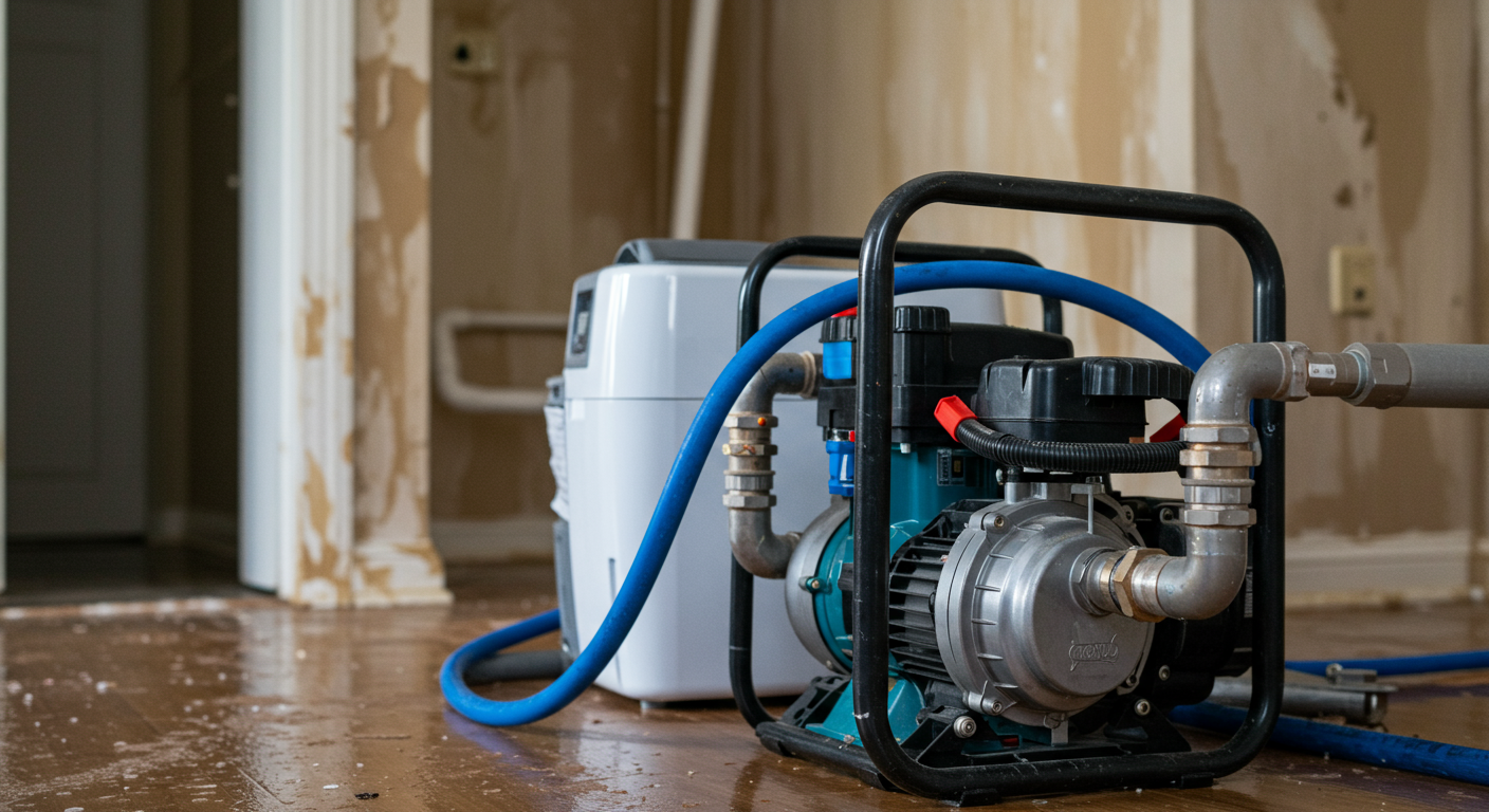 Water extraction equipment in use